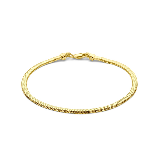 armband slang plat (bol) massief 3,3 mm 19 cm silgold (geel met zilverkern)