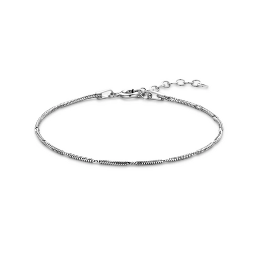 armband slang rond 1,5 mm 16 + 3 cm zilver gerhodineerd