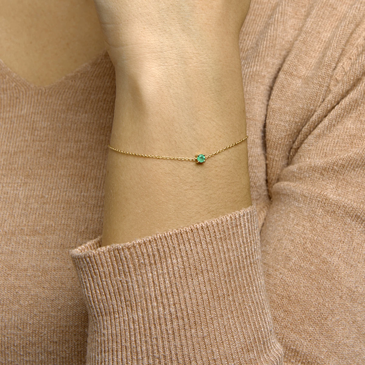 armband smaragd 15,5 - 17 - 18,5 cm 14K geelgoud