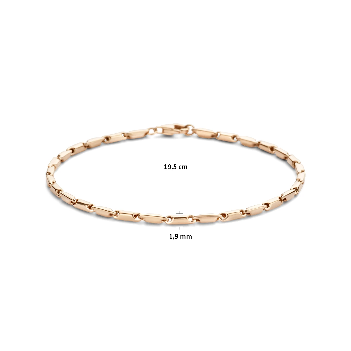 armband staafjes 1,9 mm 19.5 cm 14K roségoud