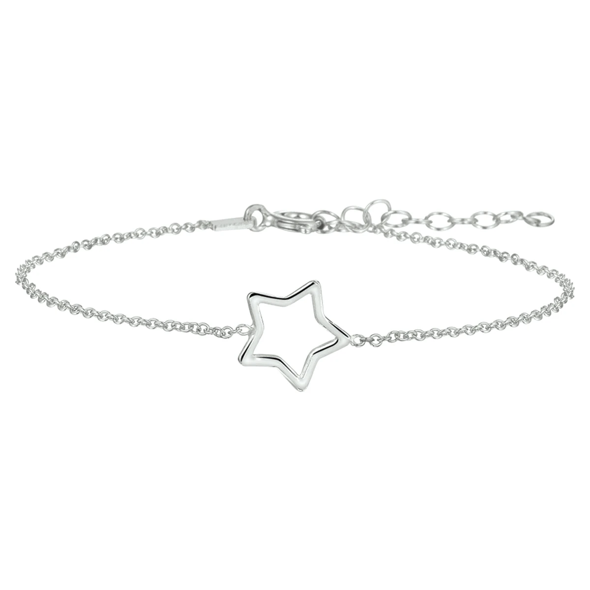 armband ster 1,3 mm 16 + 3 cm zilver gerhodineerd