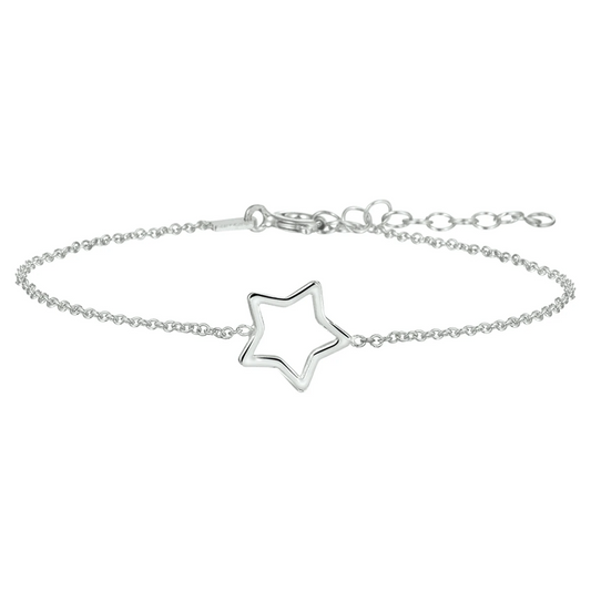 armband ster 16 + 3 cm zilver gerhodineerd