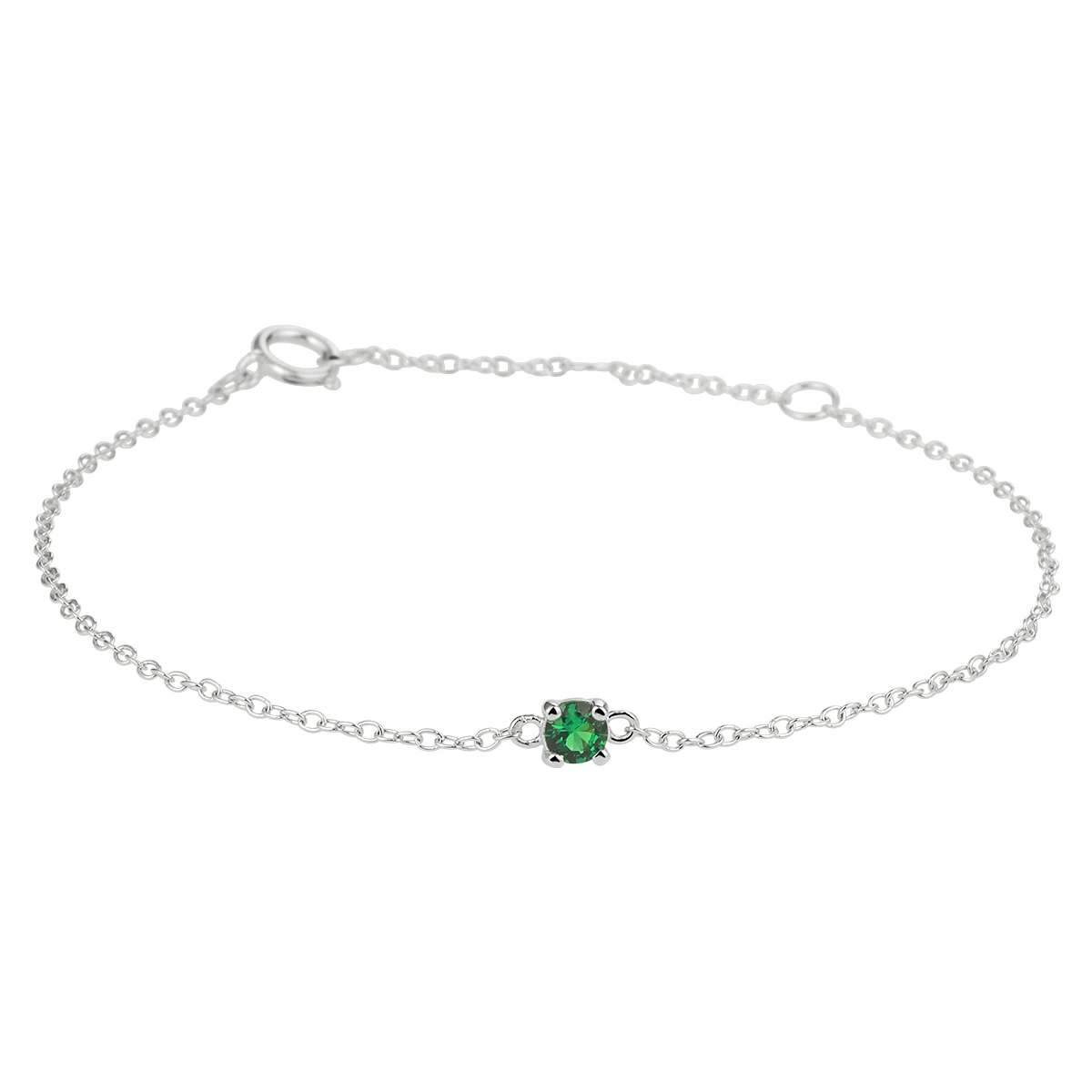 armband synth. nano groen 15,5 - 17 - 18,5 cm zilver gerhodineerd