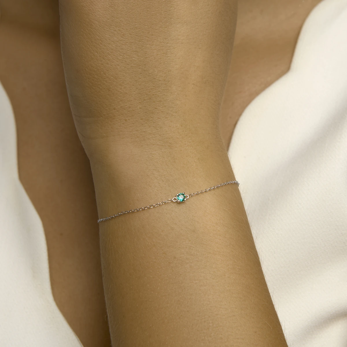 armband synth. nano groen 15,5 - 17 - 18,5 cm zilver gerhodineerd