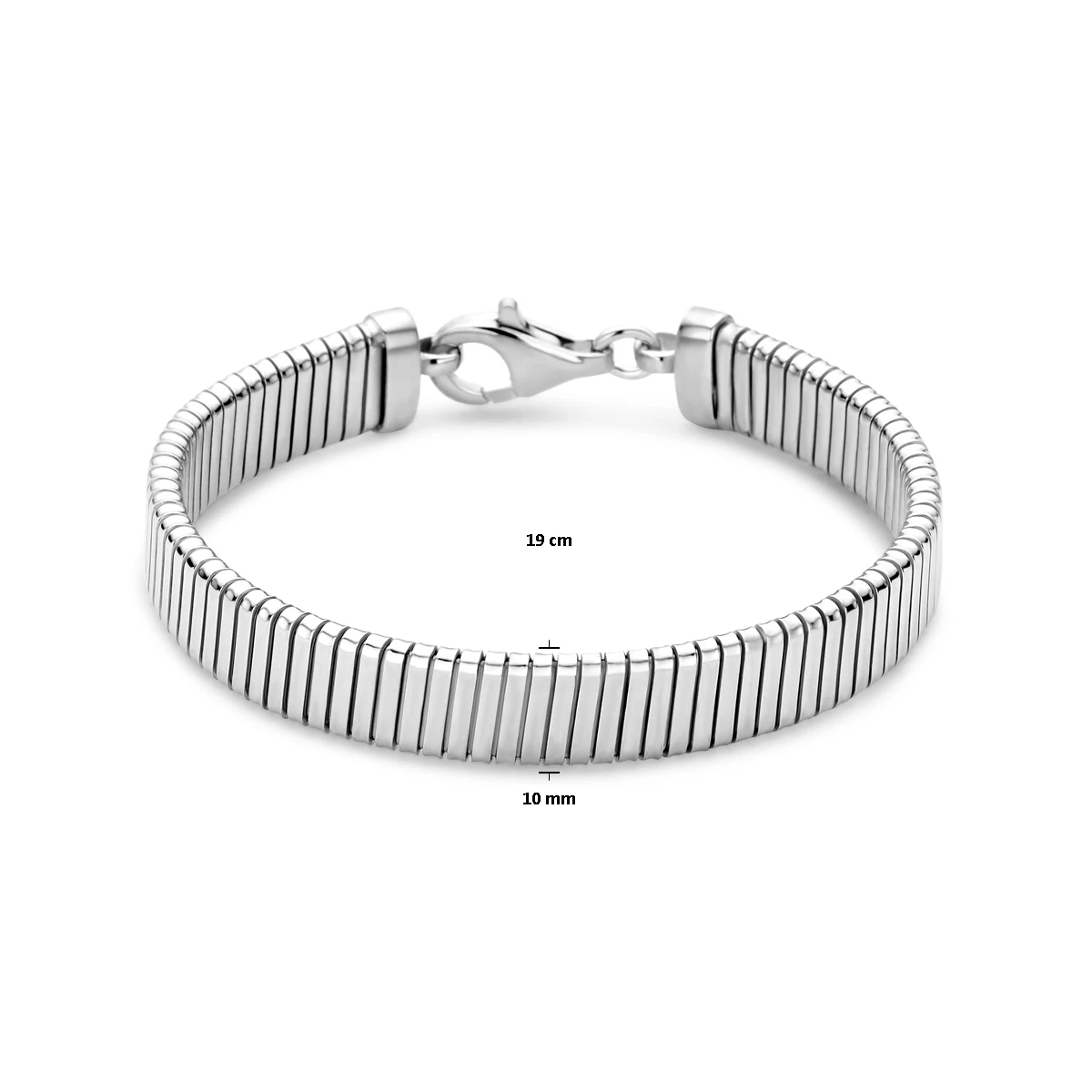 armband tubogas 10,2 mm 19 cm zilver gerhodineerd