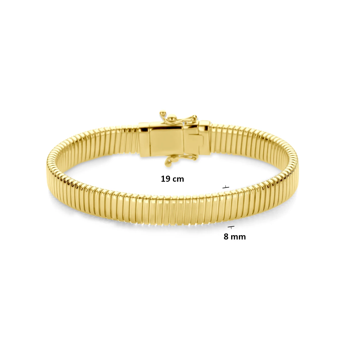 armband tubogas 8 mm 19 cm 14K geelgoud