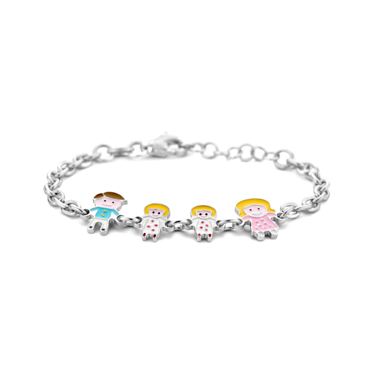 armband vader, moeder en dochters zilver gerhodineerd