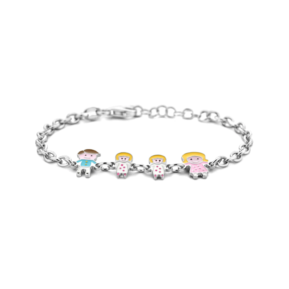 armband vader, moeder en dochters zilver gerhodineerd