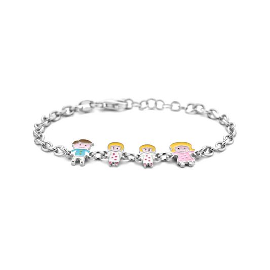 armband vader, moeder en dochters zilver gerhodineerd