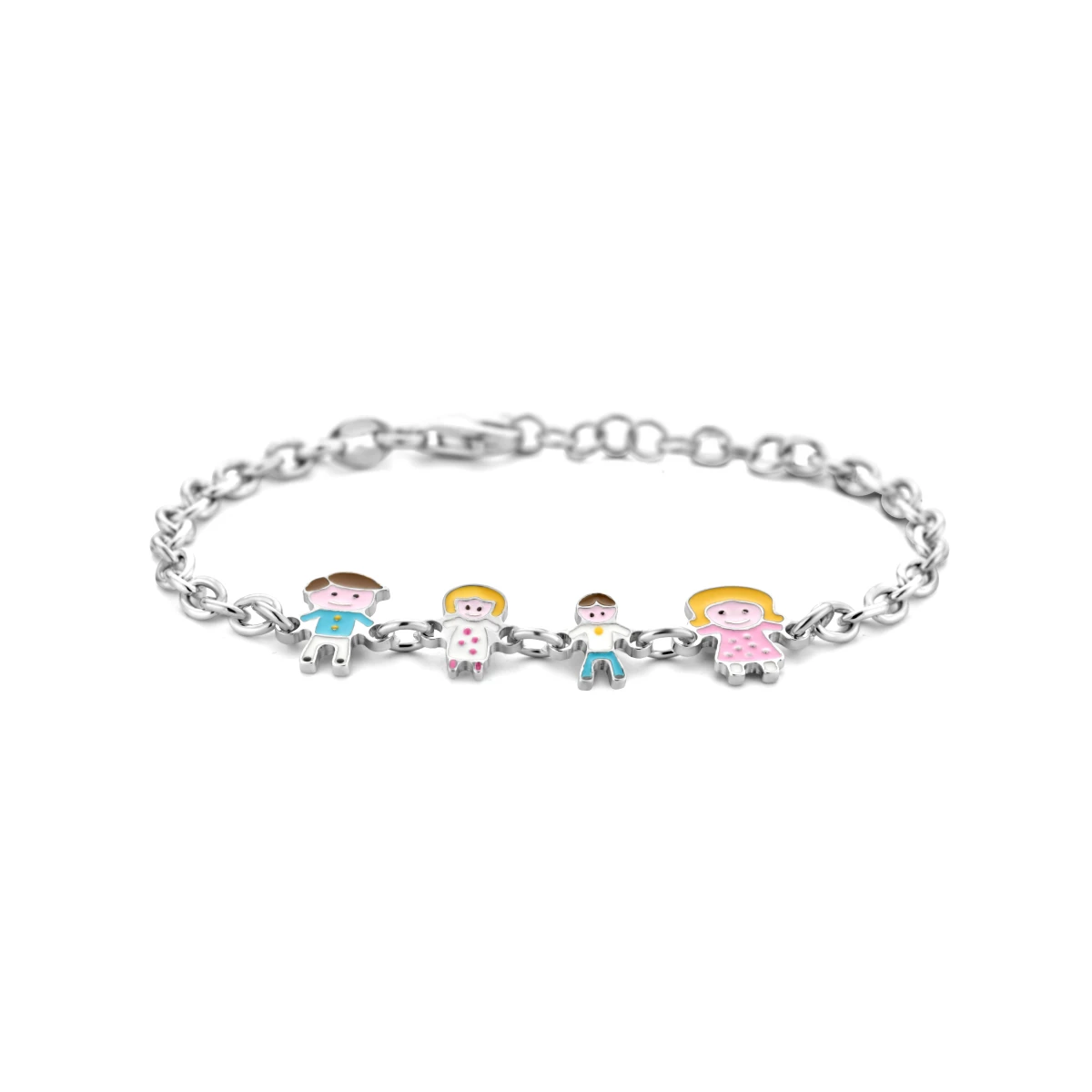 armband vader, moeder, zoon en dochter zilver gerhodineerd