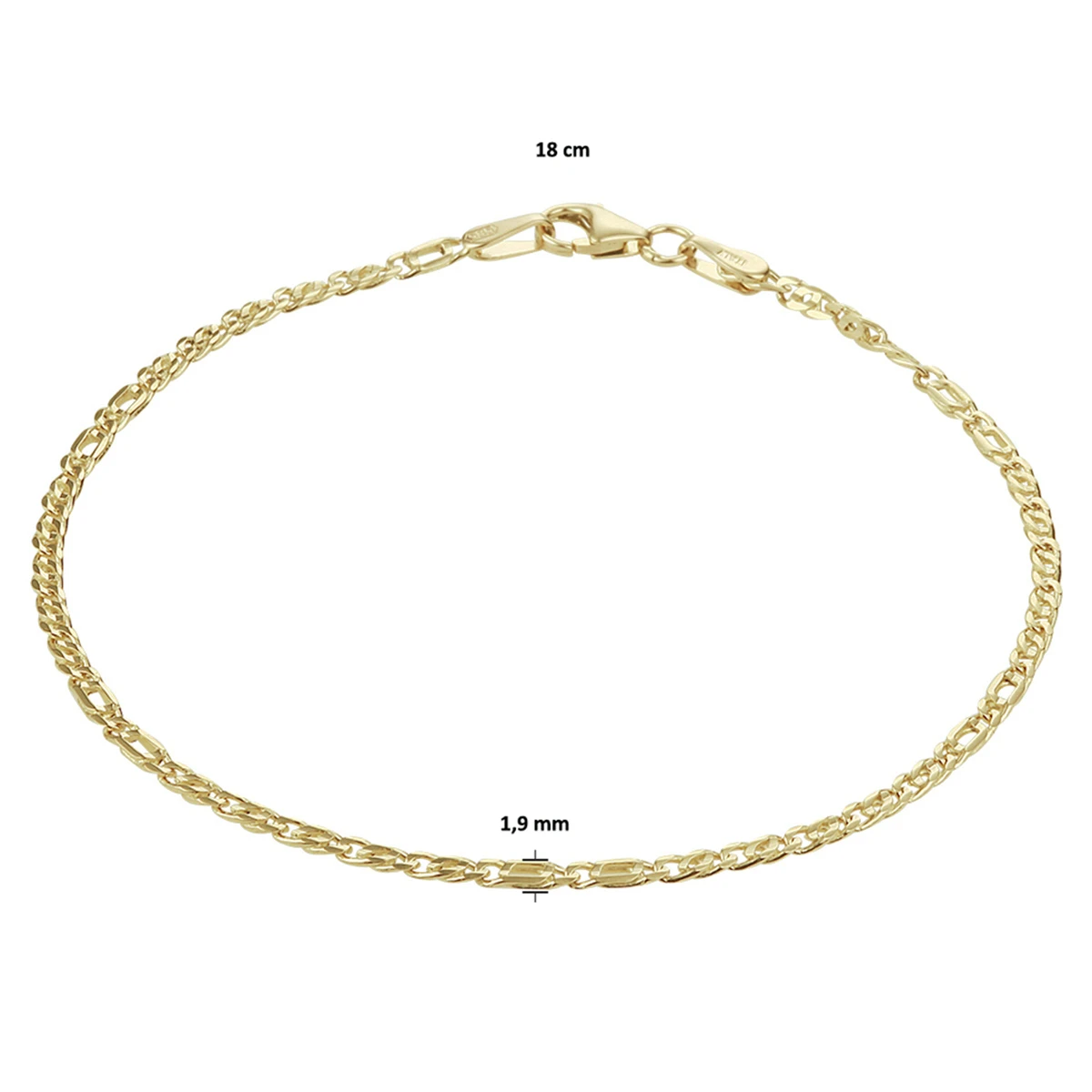 armband valkenoog 1,9 mm 14K geelgoud
