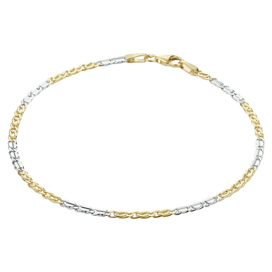 armband valkenoog 2,1 mm 14K bicolor goud geel/wit
