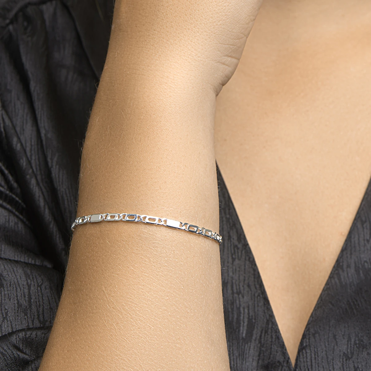 armband valkenoog 2,9 mm 18 cm zilver wit