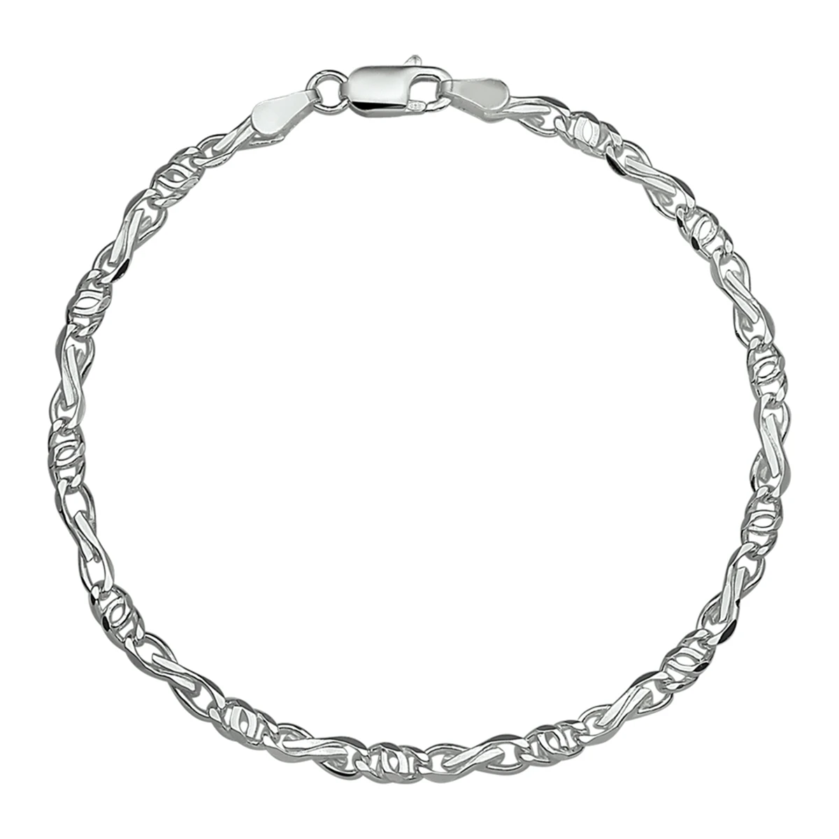 armband valkenoog 3,5 mm 18 cm zilver gerhodineerd