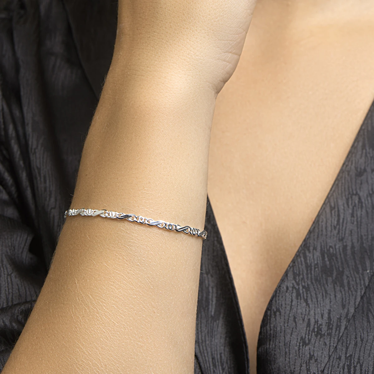 armband valkenoog 3,5 mm zilver wit