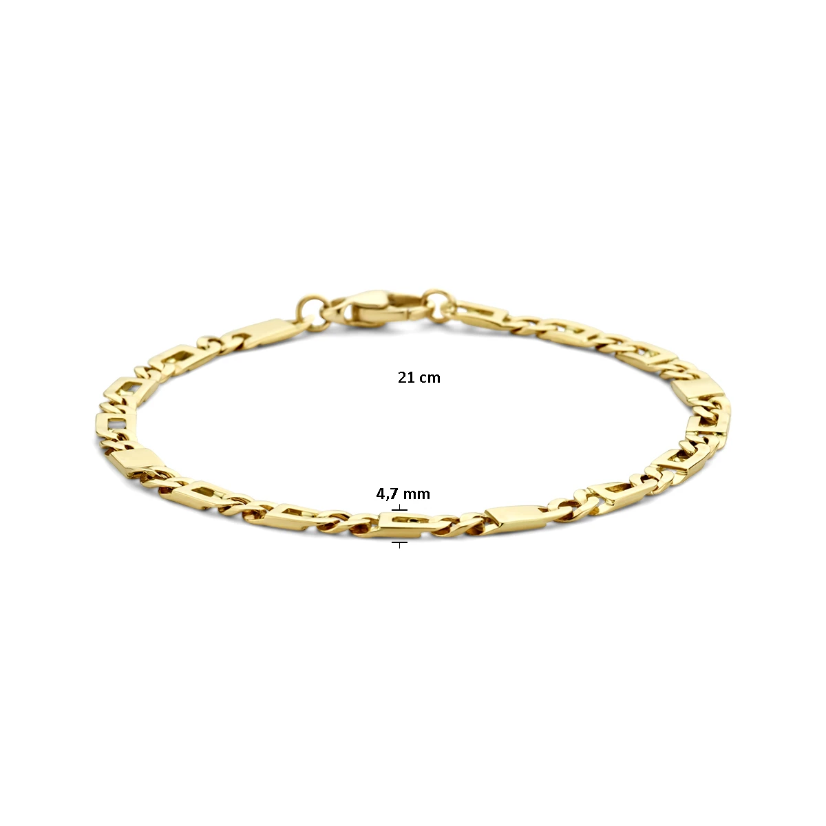 armband valkenoog 4,7 mm 21 cm 14K geelgoud