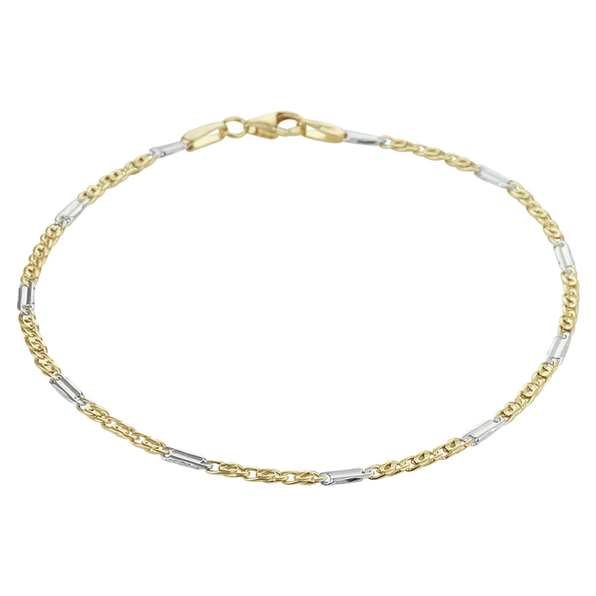 armband valkenoog met tussenstuk 1,9 mm 14K bicolor goud geel/wit