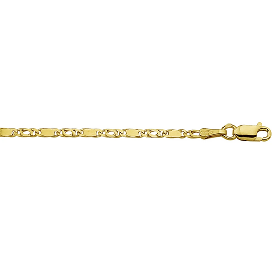 armband valkenoog met tussenstuk 2,1 mm 14K geelgoud