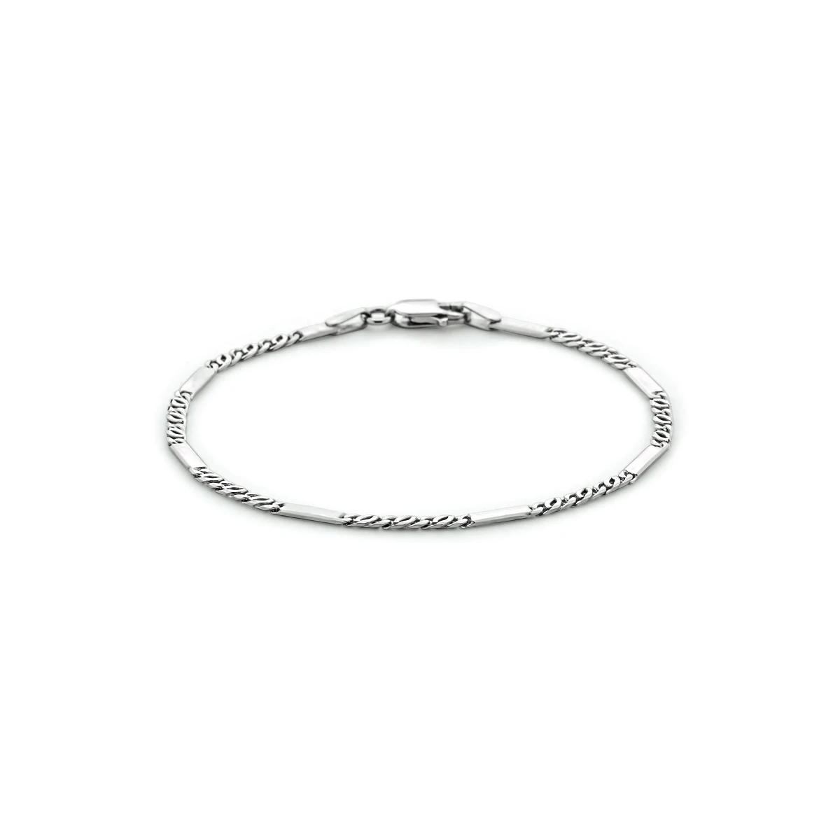 armband valkenoog met tussenstuk 2,3 mm zilver gerhodineerd