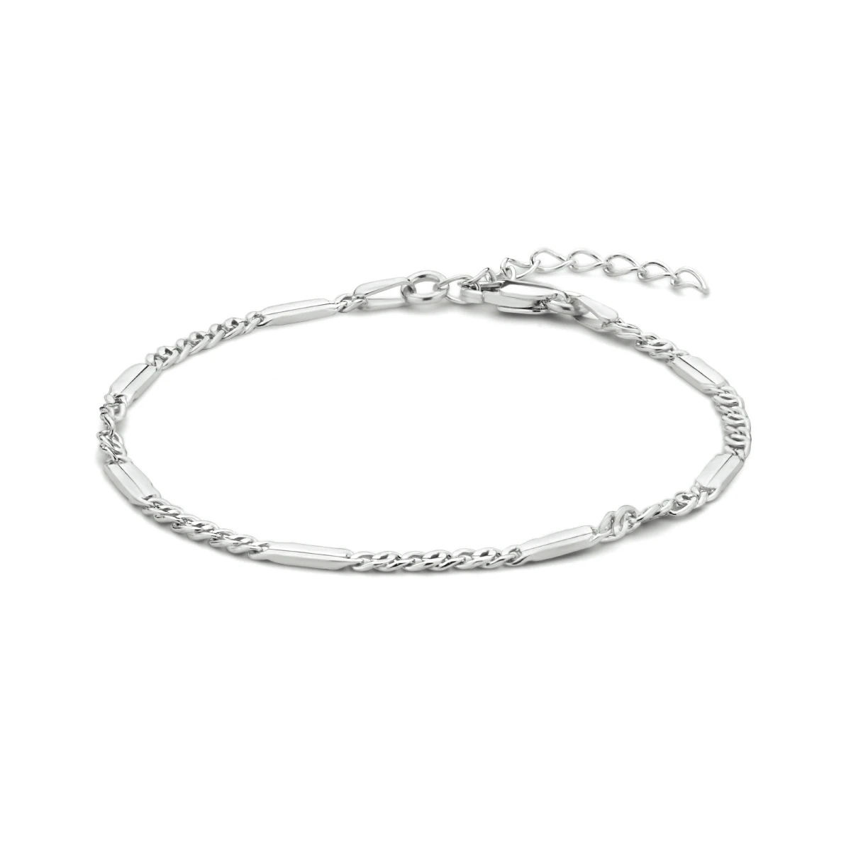 armband valkenoog met tussenstuk 2,4 mm 16 + 3 cm zilver gerhodineerd