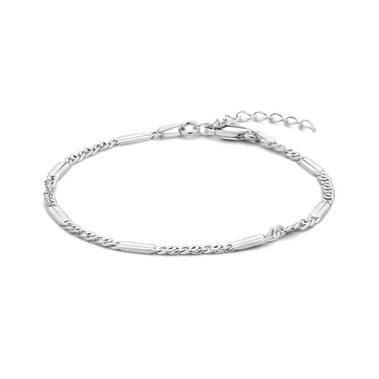 armband valkenoog met tussenstuk 2,4 mm 16 + 3 cm zilver gerhodineerd