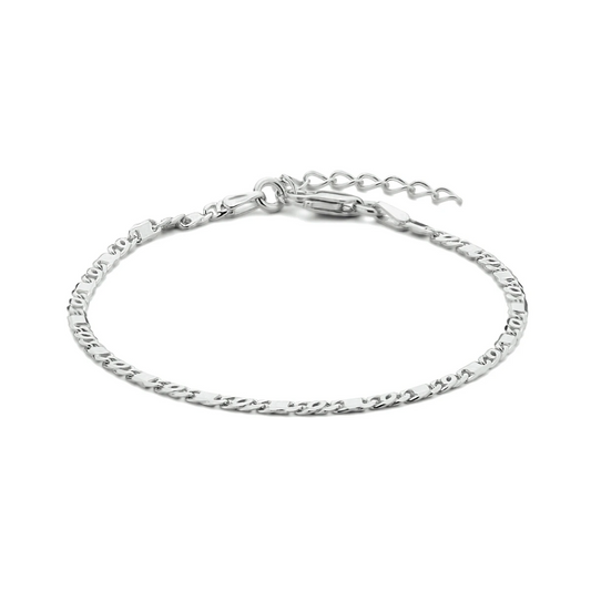 armband valkenoog met tussenstuk 2,4 mm 16 + 3 cm zilver gerhodineerd