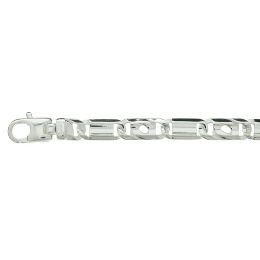armband valkenoog met tussenstuk 5,5 mm zilver wit