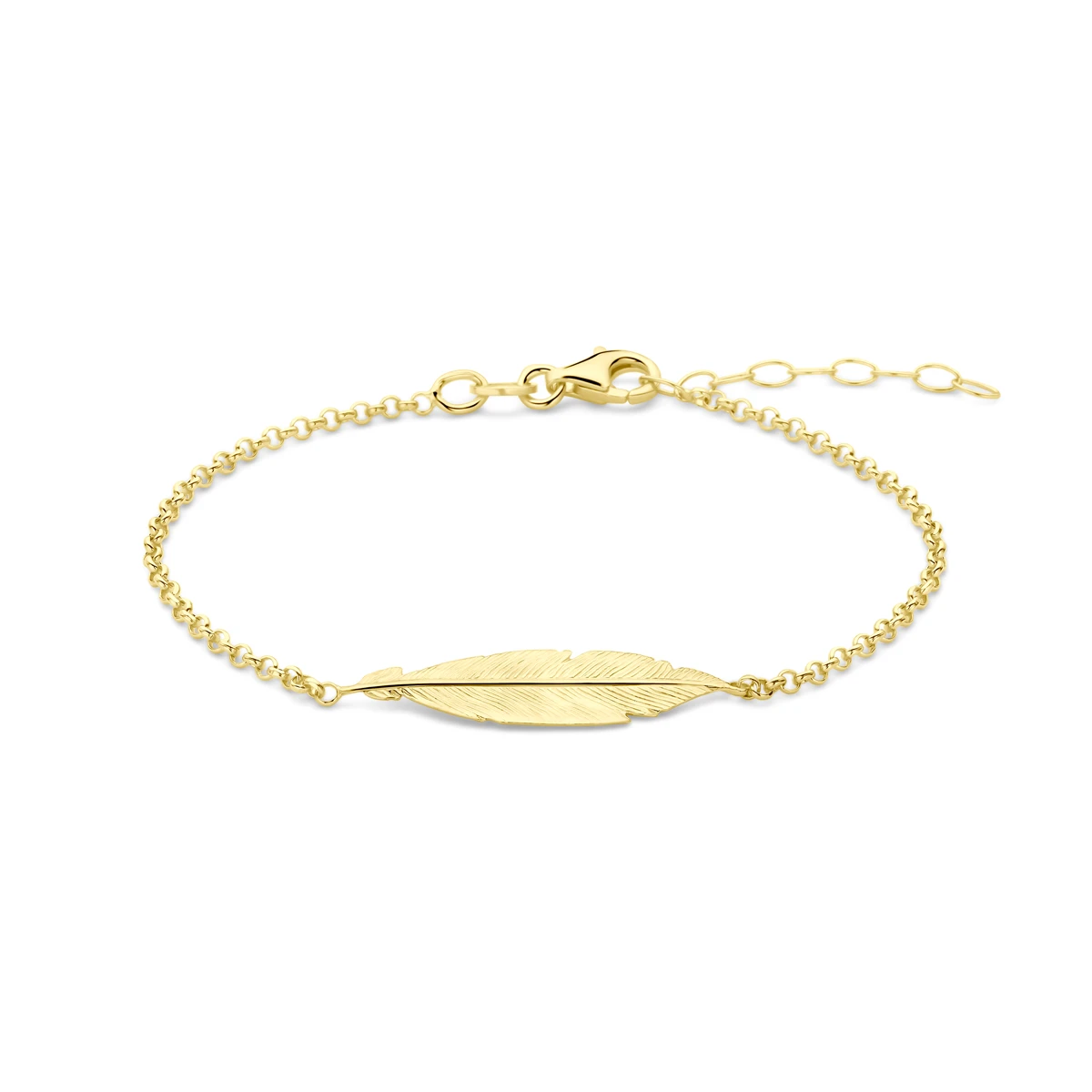 armband veer 16,5 + 2,5 cm 3 micron zilver verguld (geel)