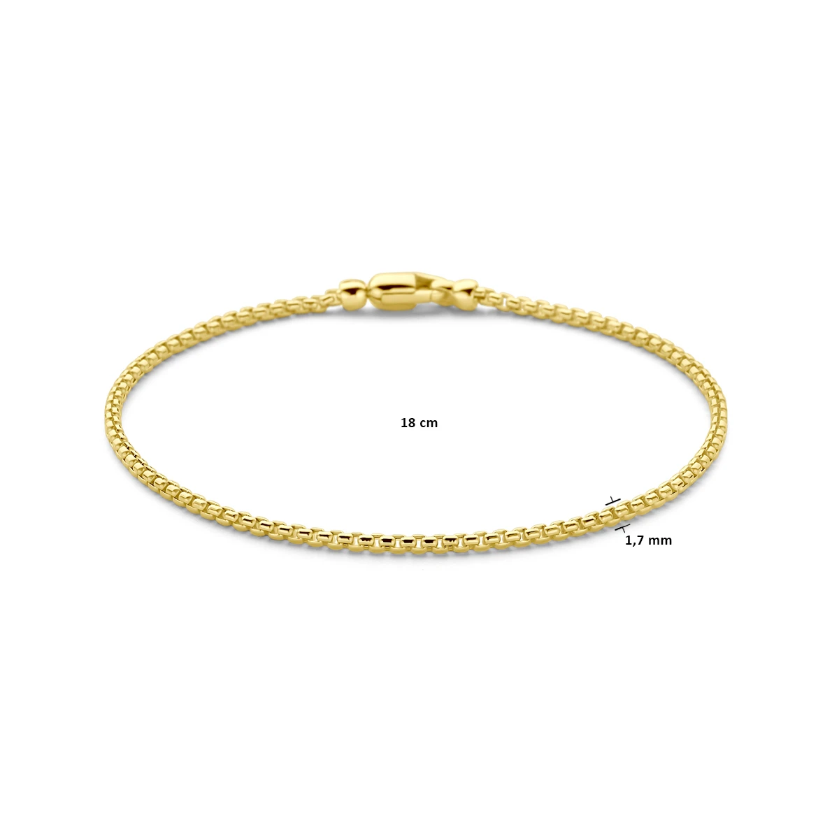 armband venetiaans bol 1,7 mm 18 cm 14K geelgoud