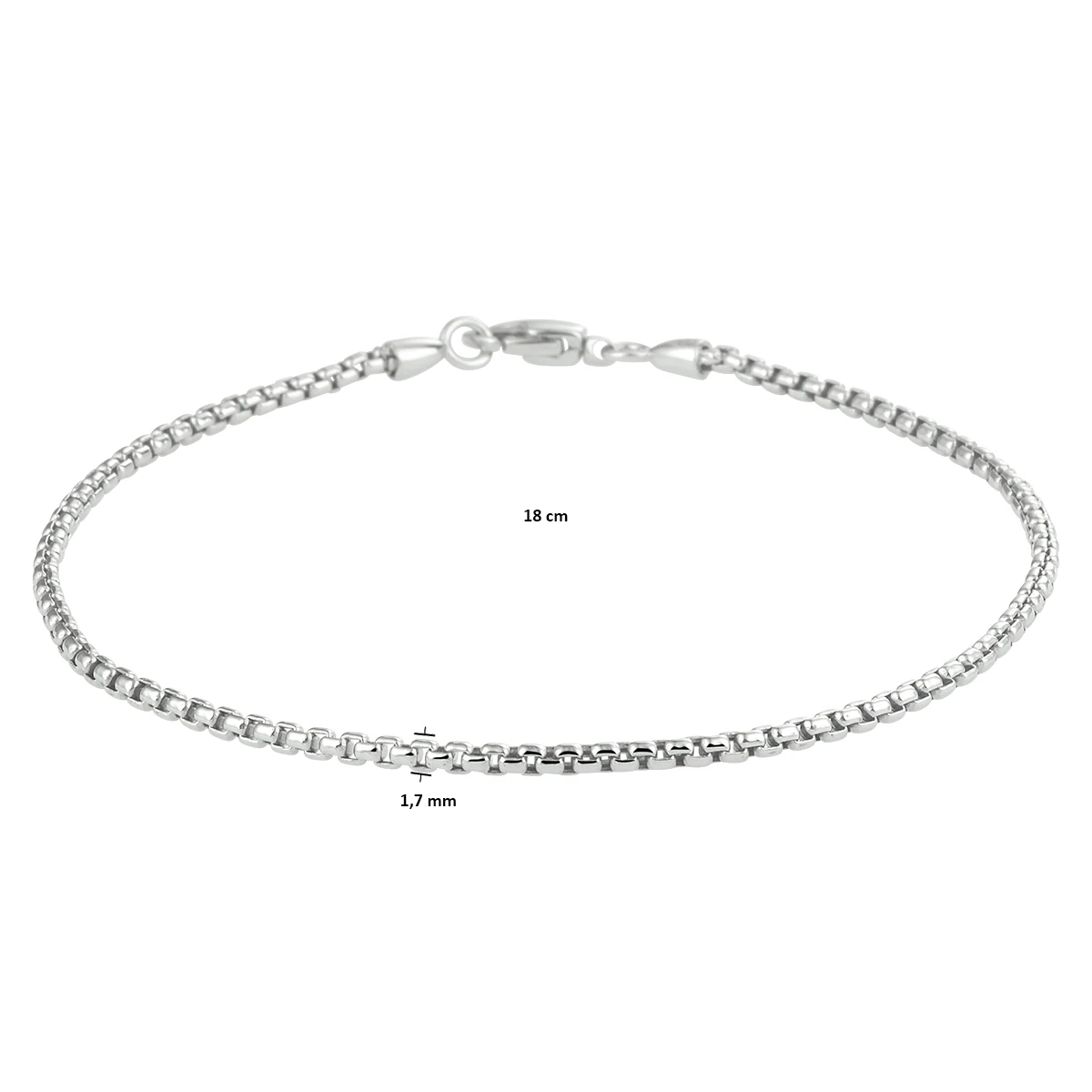 armband venetiaans bol 1,7 mm 18 cm 14K witgoud