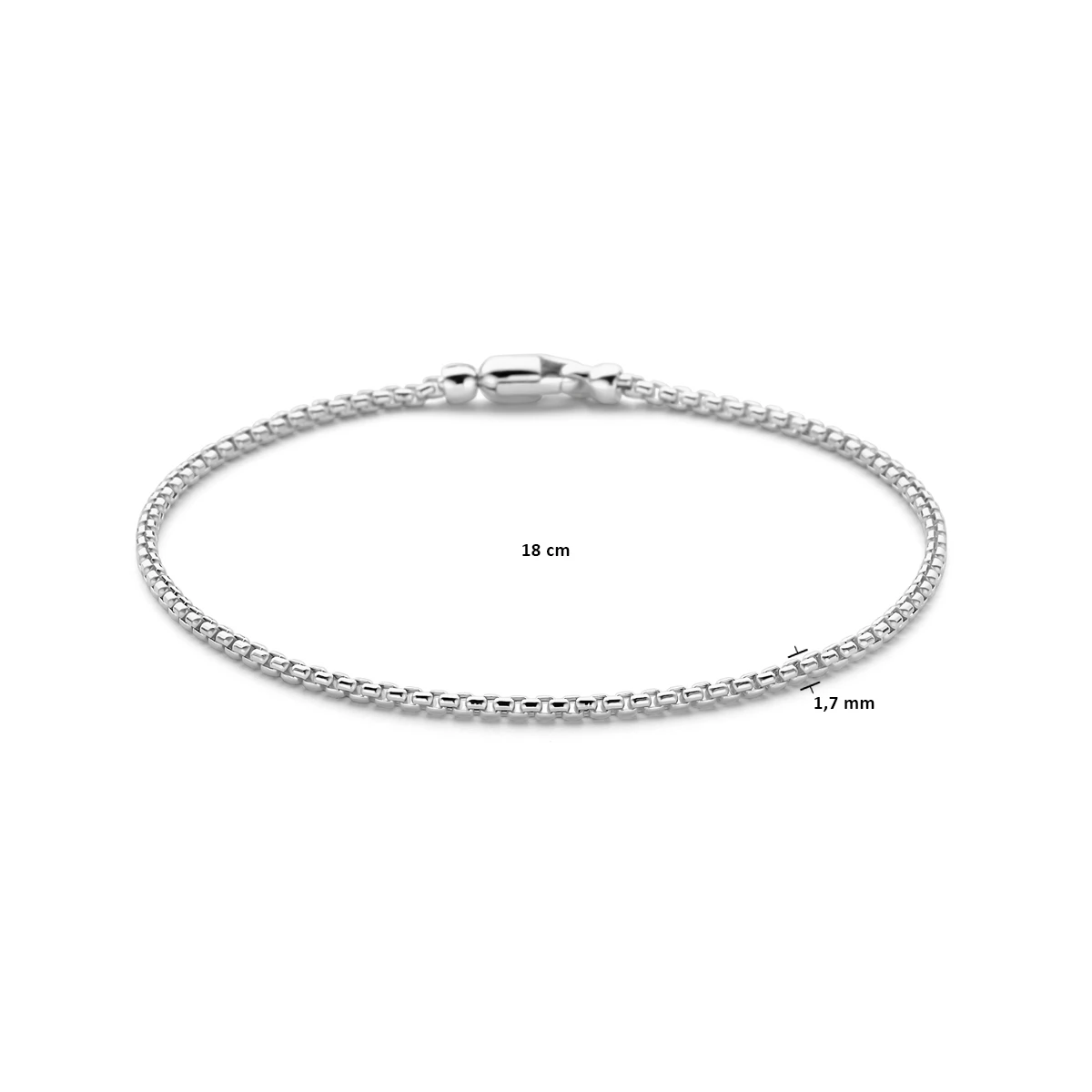 armband venetiaans bol 1,7 mm 18 cm 14K witgoud