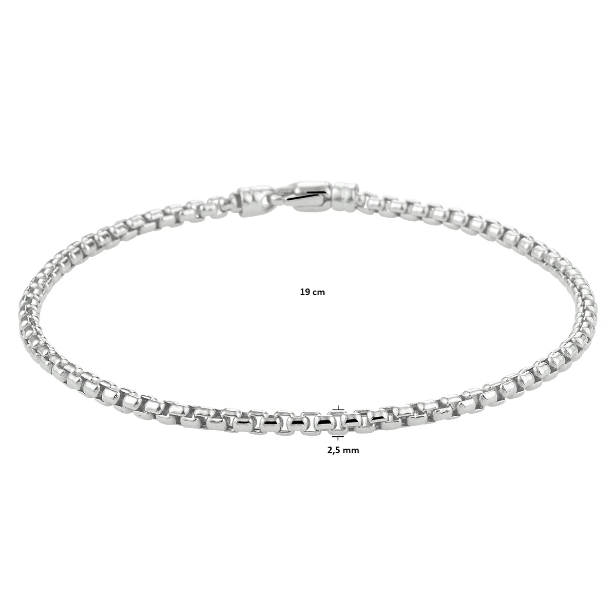 armband venetiaans bol 2,5mm 19 cm 14K witgoud