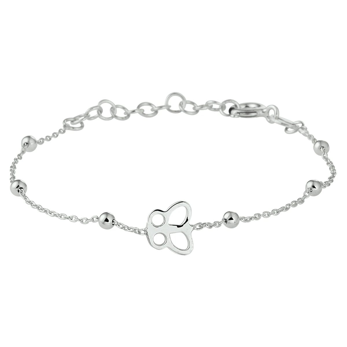 armband vlinder 13 + 3 cm zilver gerhodineerd