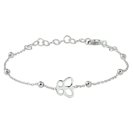 armband vlinder 13 + 3 cm zilver gerhodineerd