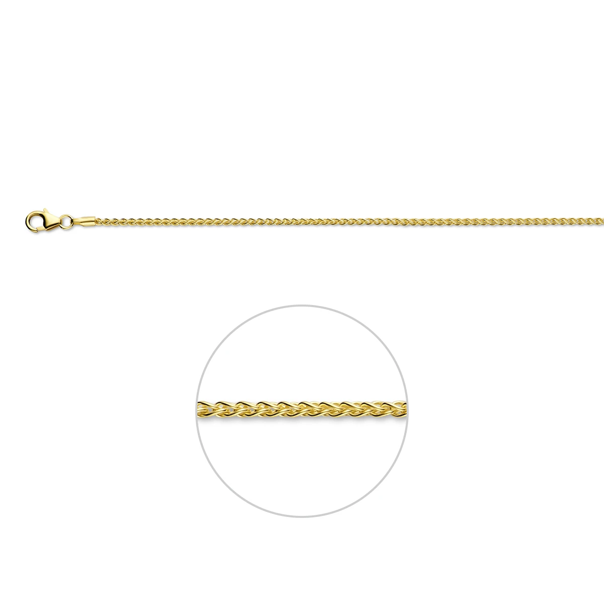 armband vossestaart 1,7 mm 14K geelgoud