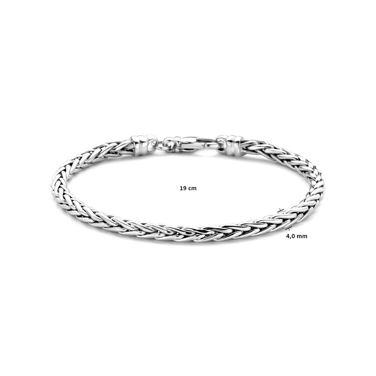 armband vossestaart 4,0 mm 19 cm zilver gerhodineerd