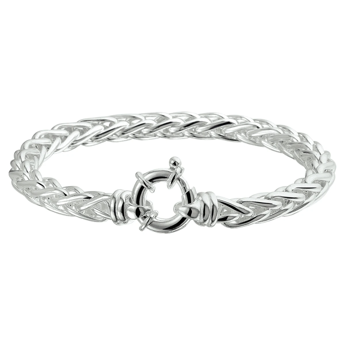 armband vossestaart 6,5 mm 19 cm met groot veerslot zilver gerhodineerd