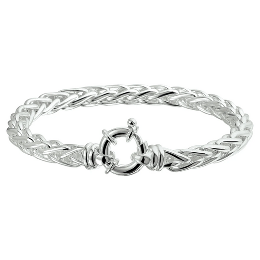 armband vossestaart 6,5 mm 19 cm met groot veerslot zilver gerhodineerd