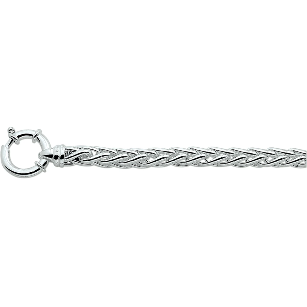 armband vossestaart 6,5 mm 19 cm met groot veerslot zilver gerhodineerd
