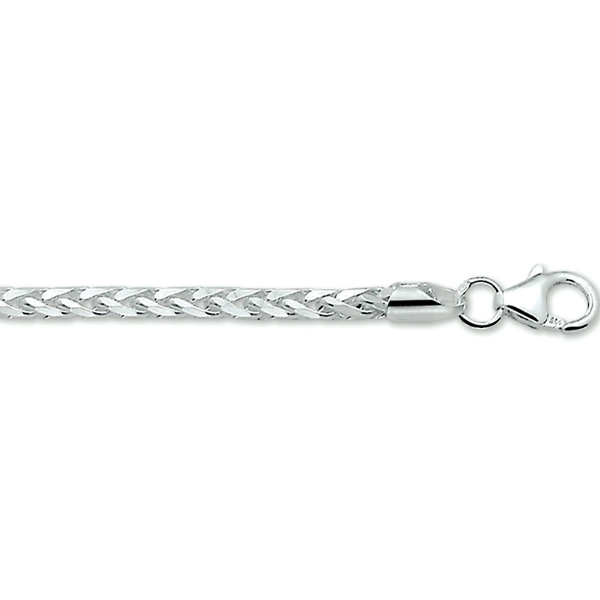 armband vossestaart geslepen 3,0 mm 19 cm zilver gerhodineerd