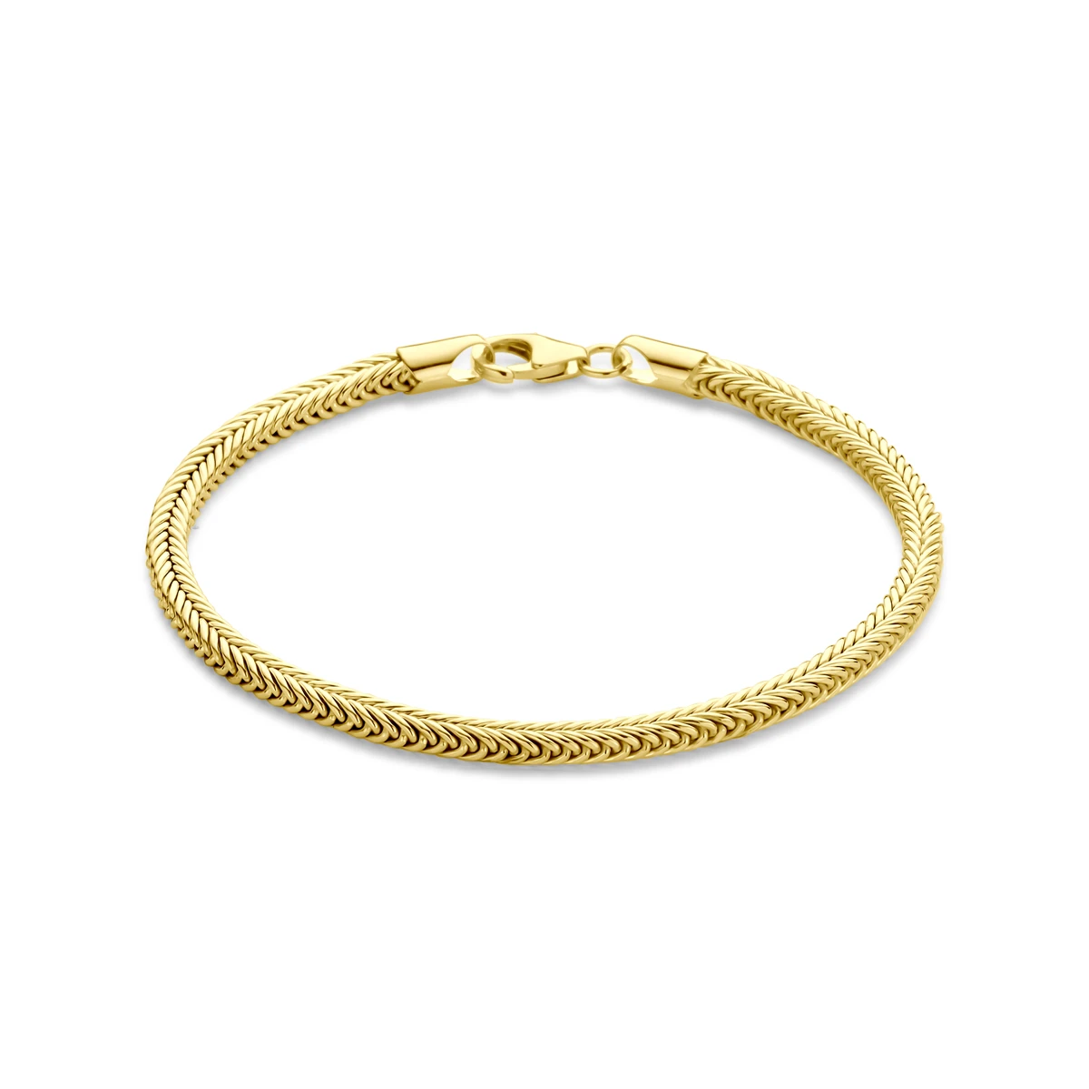armband vossestaart massief 3,5 mm 19 cm silgold (geel met zilverkern)