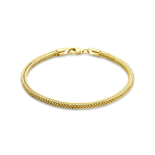 armband vossestaart massief 3,5 mm 19 cm silgold (geel met zilverkern)