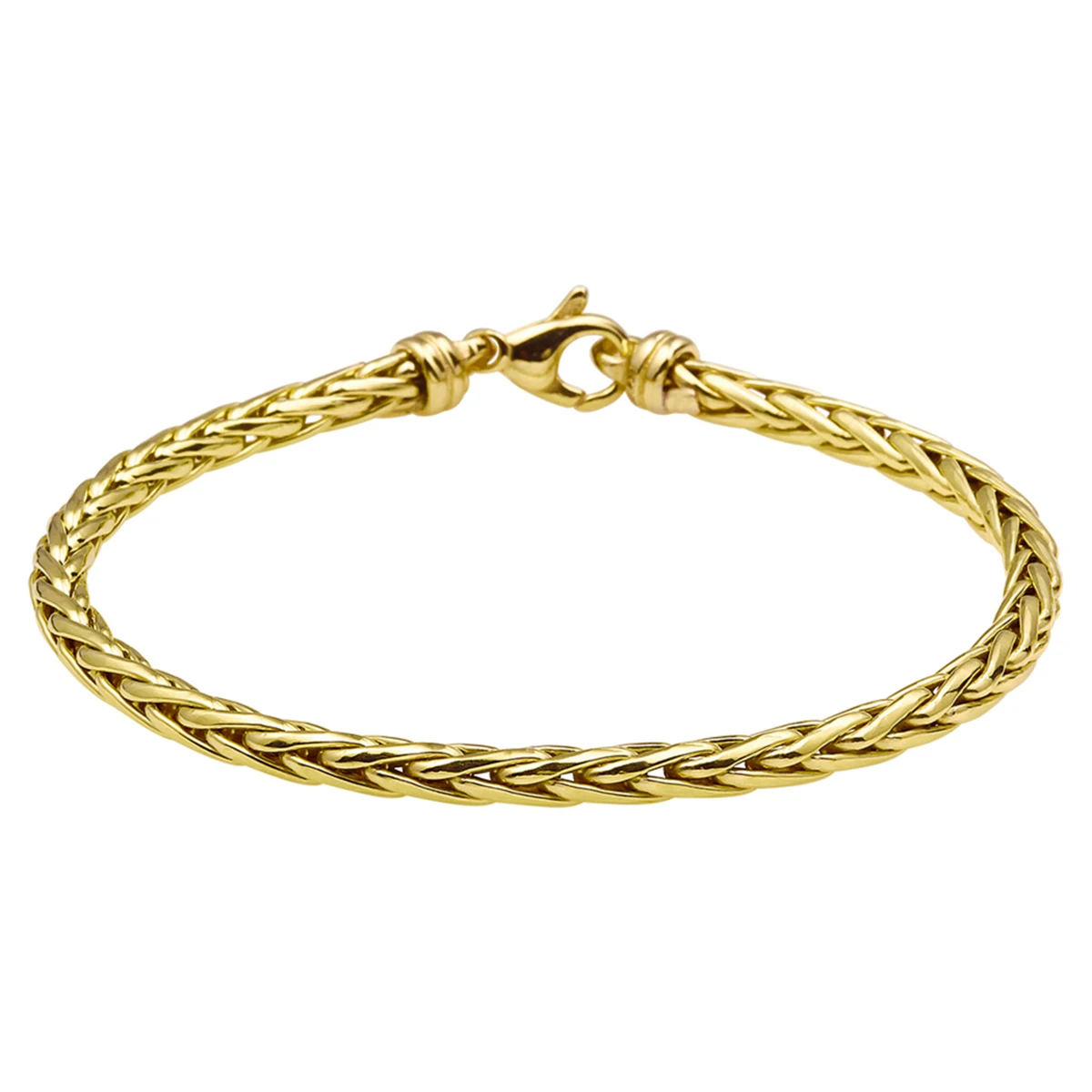 armband vossestaart massief 4,0 mm 19 cm Silgold (geel met zilverkern)