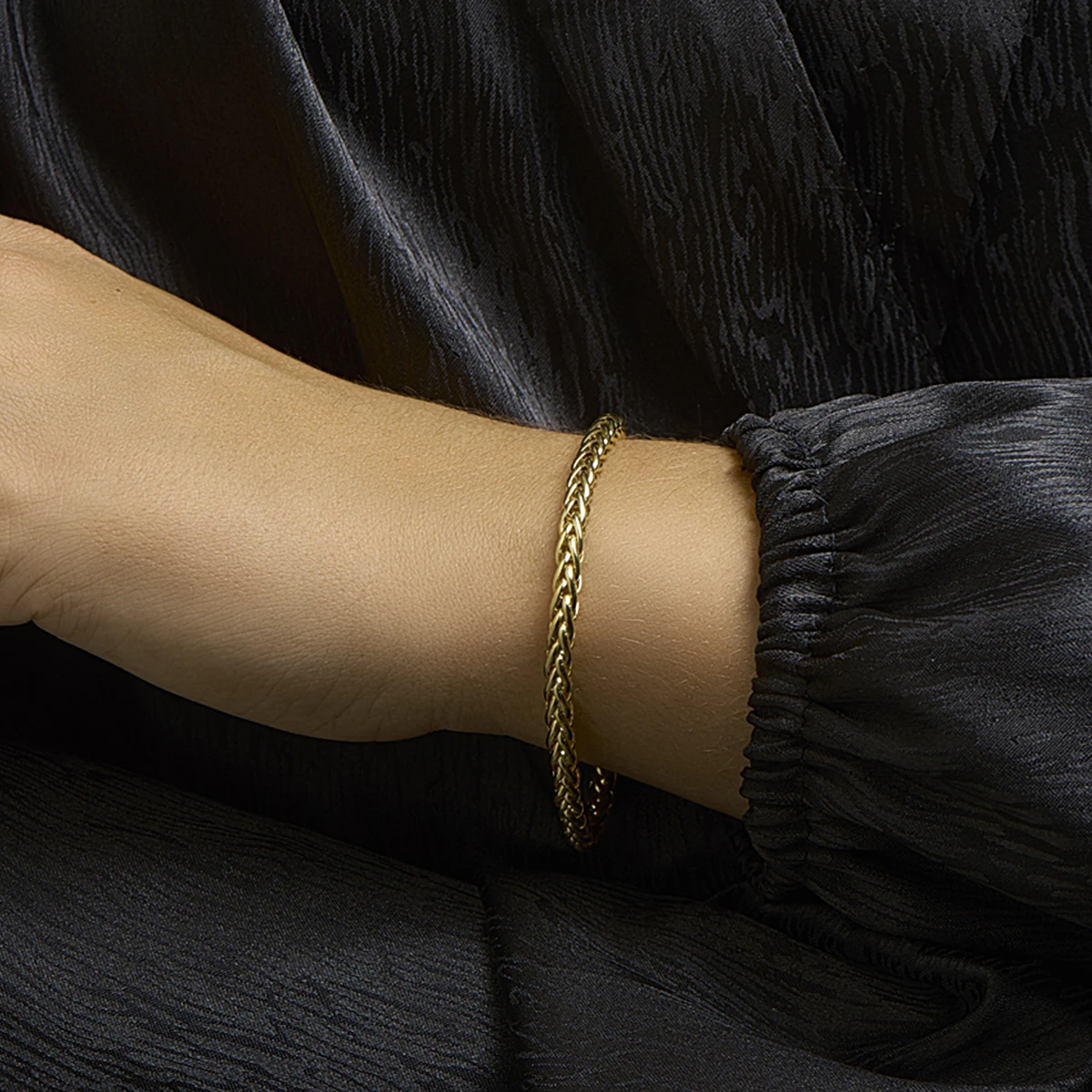 armband vossestaart massief 4,0 mm 19 cm Silgold (geel met zilverkern)