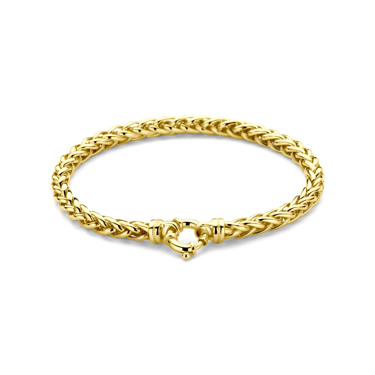 armband vossestaart massief 4,5 mm 20 cm met groot veerslot Silgold (geel met zilverkern)