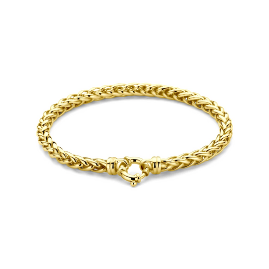 armband vossestaart massief 4,5 mm 20 cm met groot veerslot silgold (geel met zilverkern)