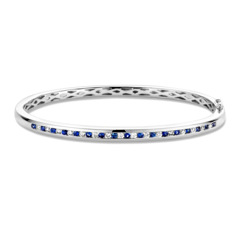 Armband witgoud briljant/saffier