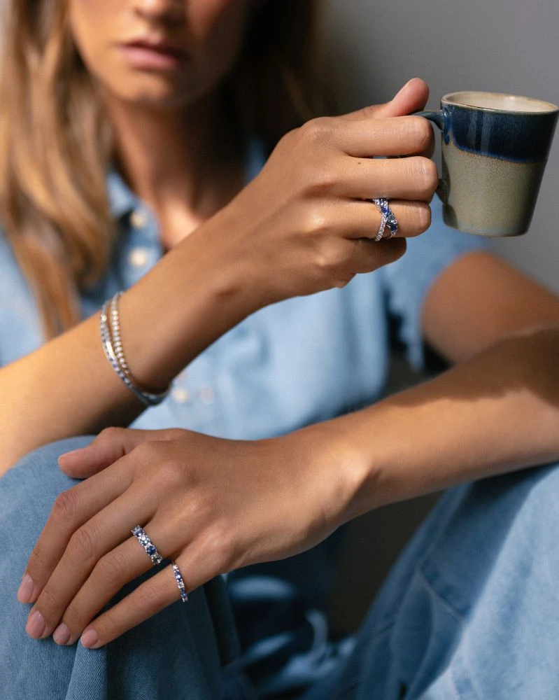 Armband witgoud briljant/saffier