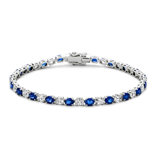 Armband witgoud briljant/saffier