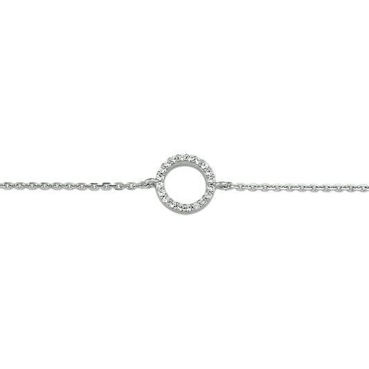 armband zirkonia 1,0 mm 15,5 + 2,5 cm zilver gerhodineerd